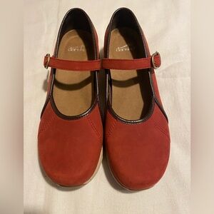 Dansko Steffi Red Milled Nubuck Mary Jane Comfort Clog Shoes